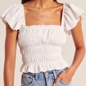 Abercrombie and fitch ruched white crop top - size medium